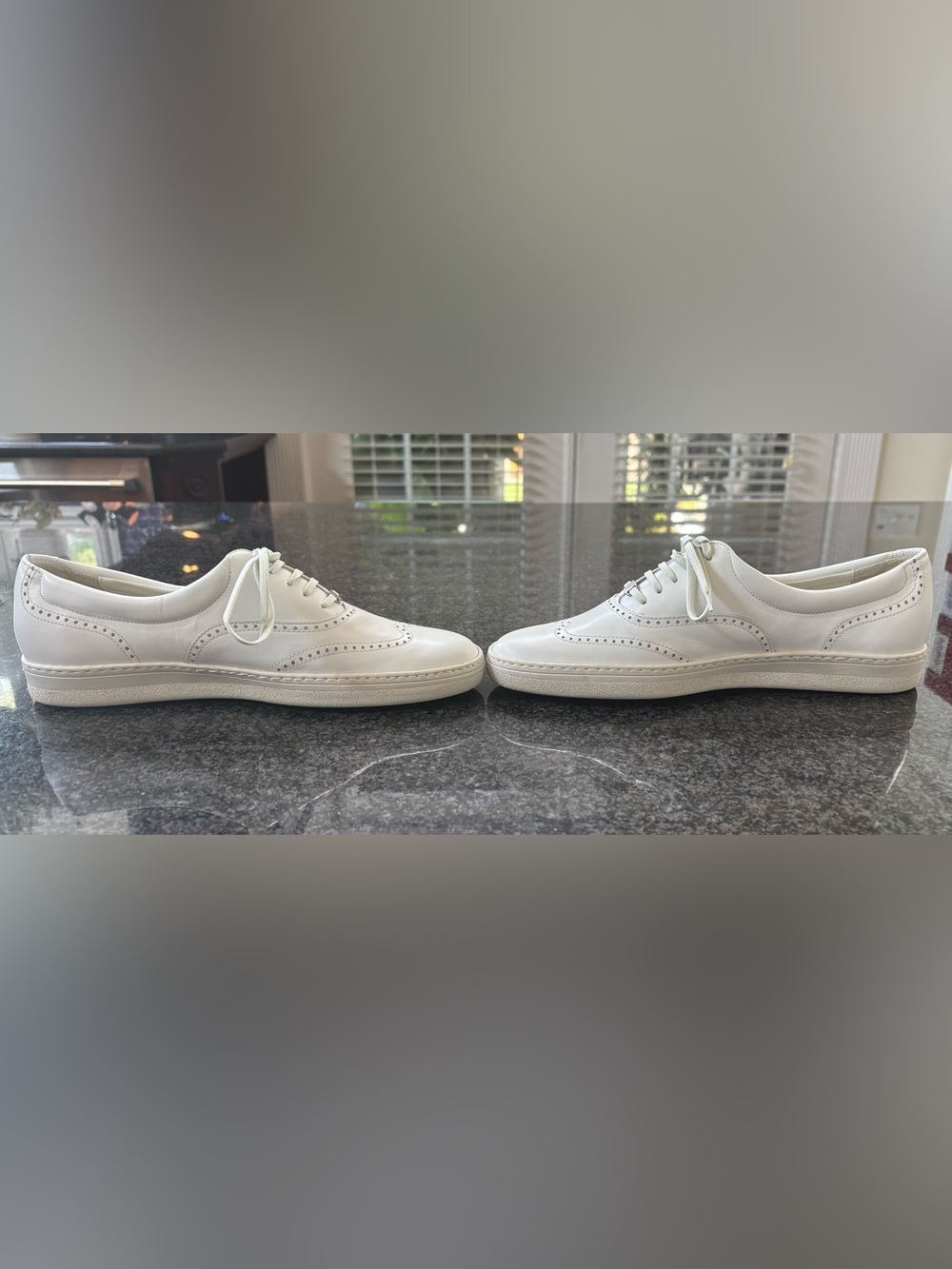 NEW Salvatore Ferragamo Women’s White Leather Wingtip Sneakers - 9.5AA
